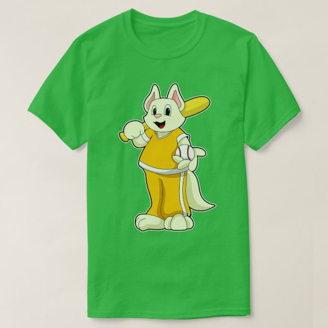 Camiseta Gato no Baseball com bastão de beisebol (Frente do Design)