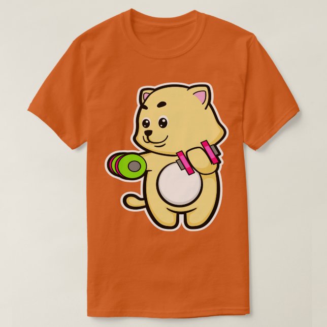 Camiseta Gato no Biceps treinando com Dumbbells (Frente do Design)
