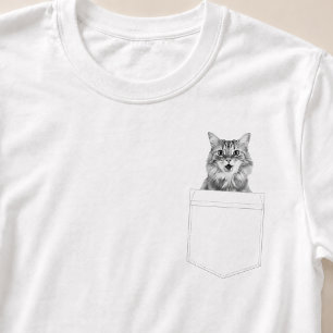Camiseta Gato no Bolso Foto de Animal de Estimação Person