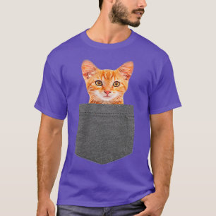 Camiseta Gato no Bolso para Mulheres, Homens, Meninos, Meni