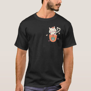 Camiseta Gato No Bolso Para Mulheres Homens Meninos Menina