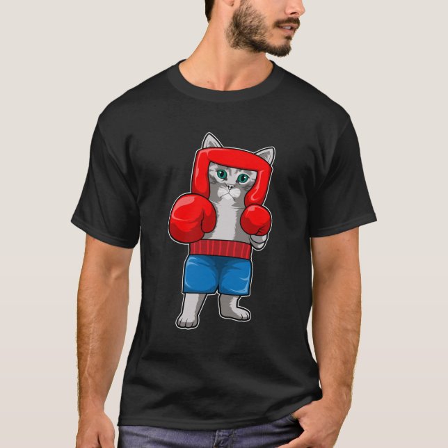 Camiseta Gato no Boxing com luvas in a box (Frente)