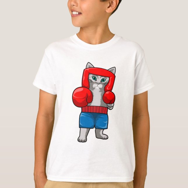 Camiseta Gato no Boxing com luvas in a box (Frente)