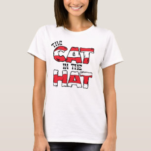 Camiseta Gato no Chapéu Texto em Strike Vermelho e Branco