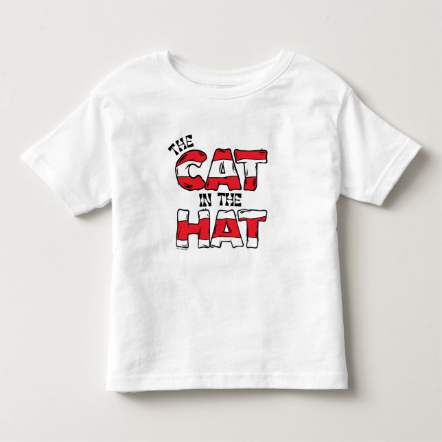 Camiseta Gato no Chapéu | Texto em Strike Vermelho e Branco (Frente)