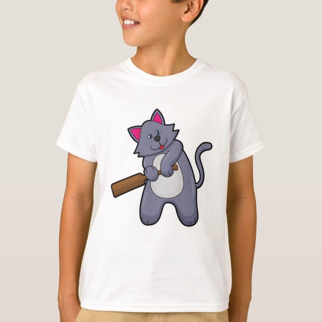Camiseta Gato no Cricket com morcego de Cricket (Frente)