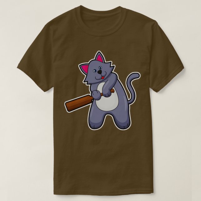 Camiseta Gato no Cricket com morcego de Cricket (Frente do Design)