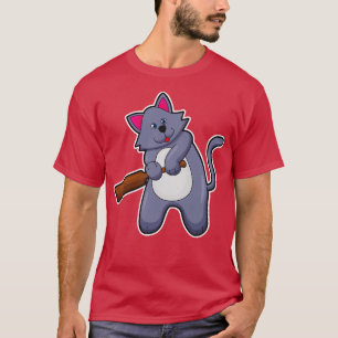 Camiseta Gato no críquete com taco de críquete