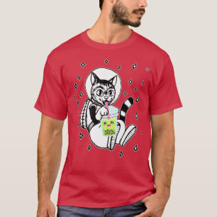 Camiseta Gato no Espaço Boba Tea Bubble Anime Kawaii 708