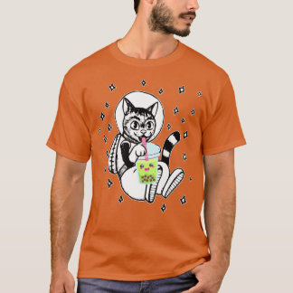 Camiseta Gato no Espaço Boba Tea Bubble Anime Kawaii 708