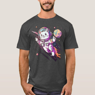 Camiseta Gato no Espaço Presente de Gato Engraçado Retro Vi