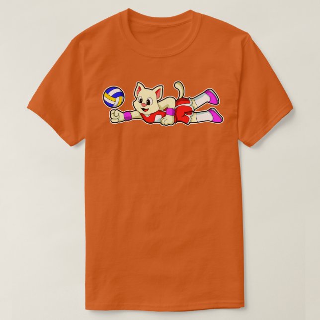Camiseta Gato no Esporte com Voleibol (Frente do Design)