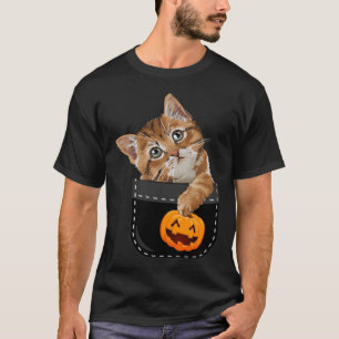 Camiseta Gato No Gato De Pumpkin De Abóbora Do Halloween Cu