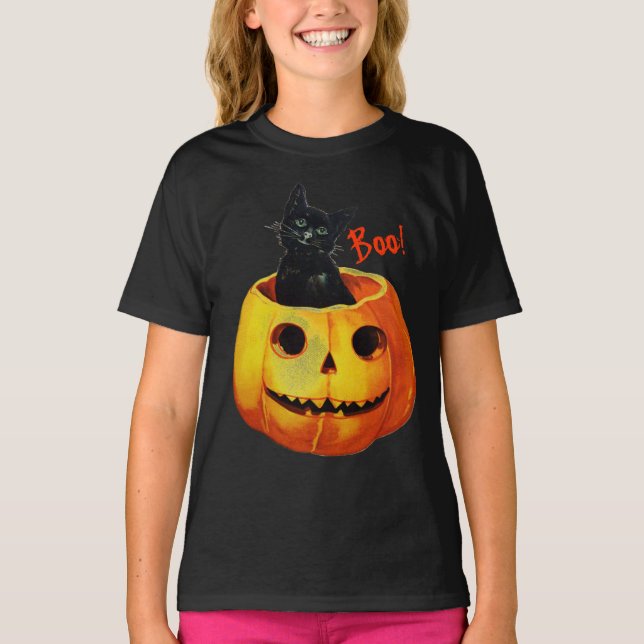 Camiseta Gato no Halloween de Pumpkin (Frente)