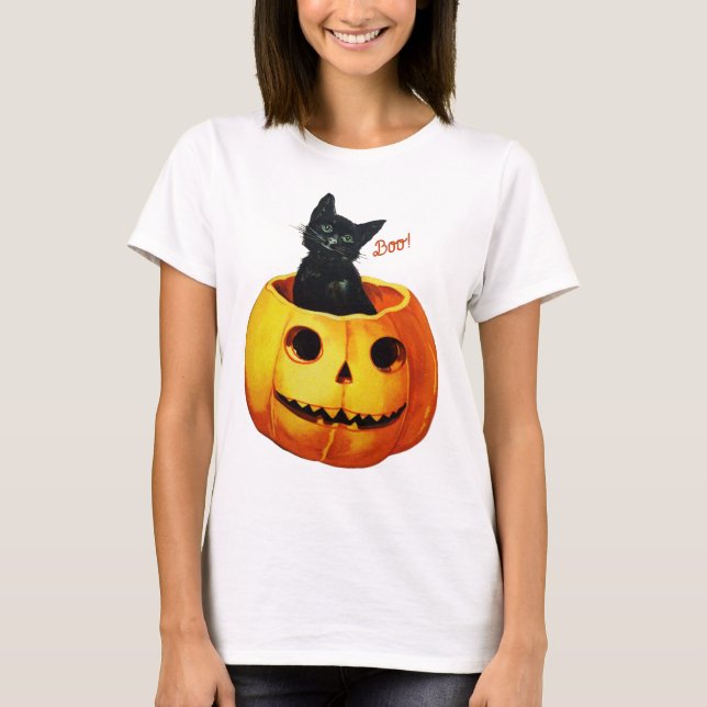 Camiseta Gato no Halloween de Pumpkin (Frente)