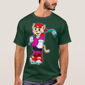 Camiseta Gato no hóquei no gelo com Boné de hóquei no gelo