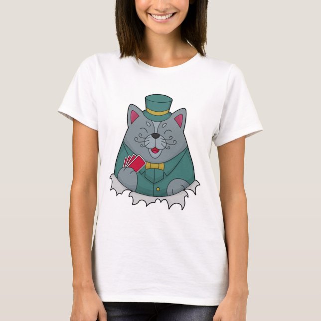 Camiseta Gato no Poker com cartões Poker (Frente)