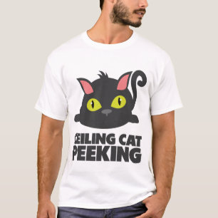 Camiseta Gato no Teto Espiando Arte de Meme Divertido da In