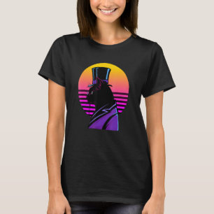 Camiseta Gato no Tuxedo Púrpura, Chapéu Superior e Vidro de