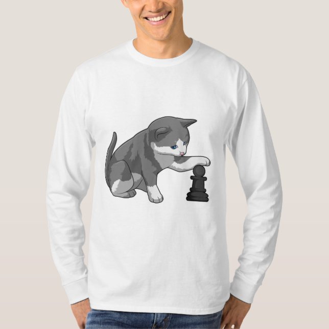 Camiseta Gato no xadrez com bispo de xadrez (Frente)