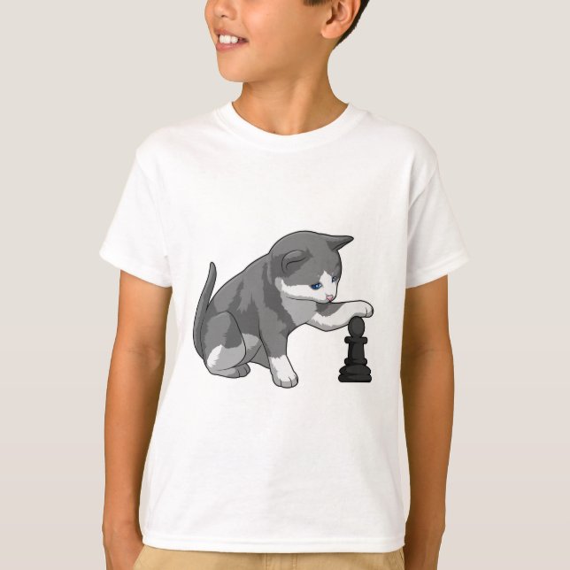 Camiseta Gato no xadrez com bispo de xadrez (Frente)