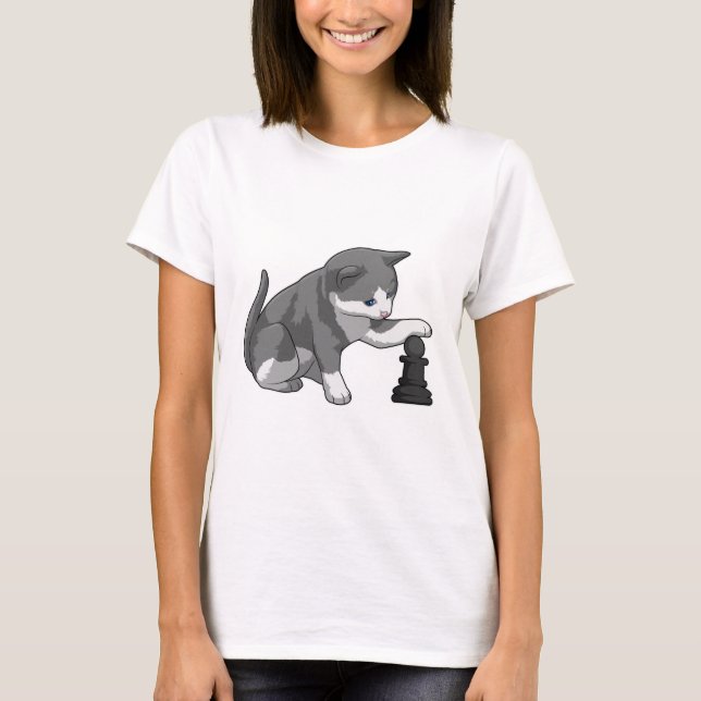Camiseta Gato no xadrez com bispo de xadrez (Frente)