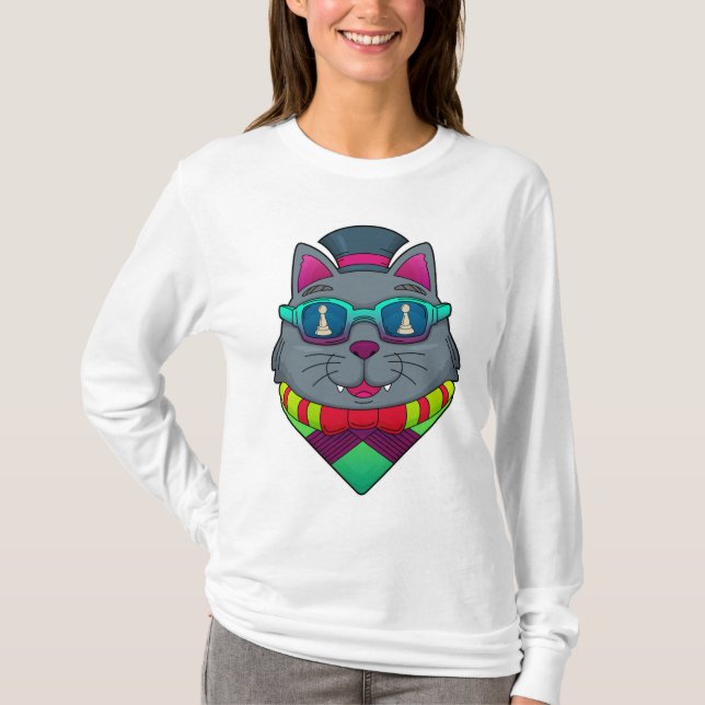 Camiseta Gato no Xadrez com Peão de Xadrez (Frente)