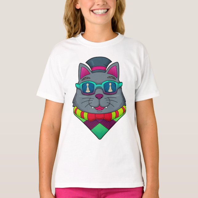 Camiseta Gato no Xadrez com Peão de Xadrez (Frente)