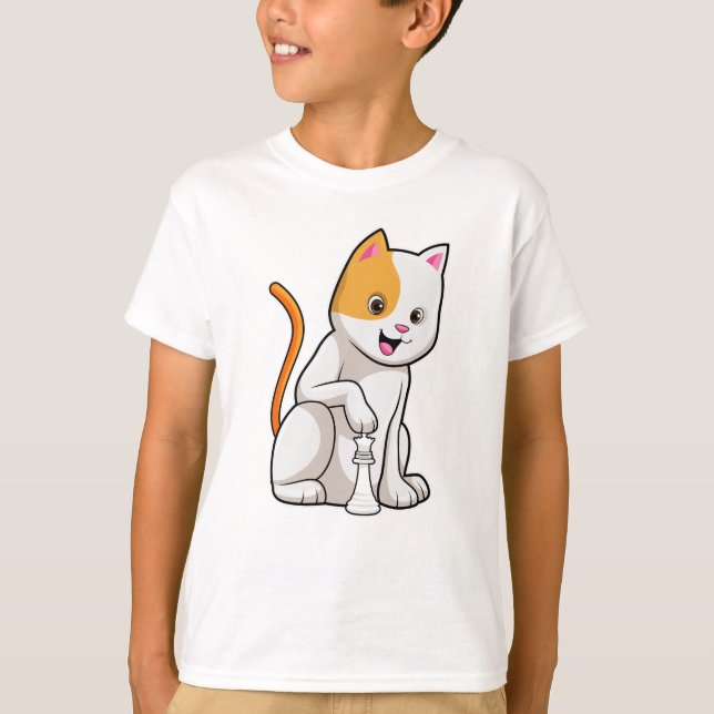 Camiseta Gato no Xadrez com Peão de Xadrez (Frente)