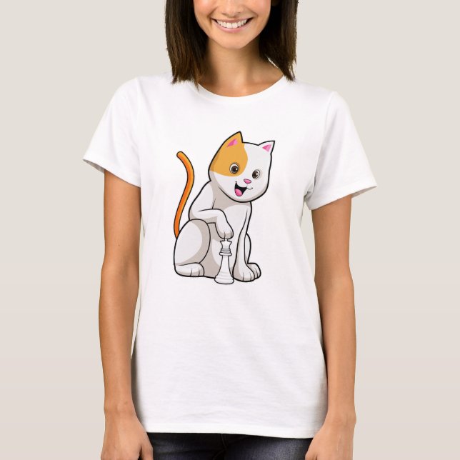 Camiseta Gato no Xadrez com Peão de Xadrez (Frente)