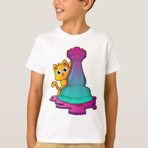 Camiseta Gato no xadrez com torta de xadrez