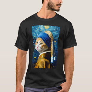 Camiseta Gato Noite Estrelada, Gato Van Gogh, Amante de Gat