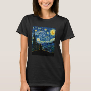 Camiseta Gato Noite Estrelada Van Gogh Gato Para Amante de 