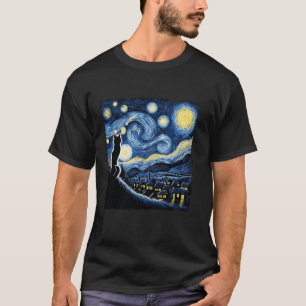 Camiseta Gato Noite Estrelada Van Gogh Gato Para Amante de