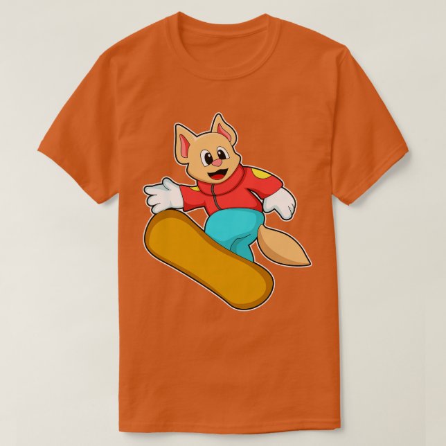 Camiseta Gato nos esportes de snowboard (Frente do Design)