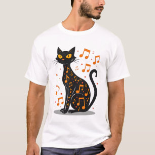 Camiseta Gato Nota Musical Halloween Nota Musical