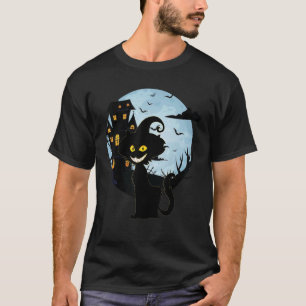 Camiseta Gato Noturno Assustador, Pumpkin de Gato Negro do