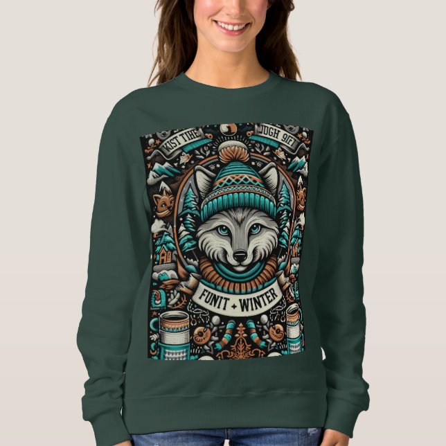 Camiseta Gato num Chapéu de inverno (Frente)