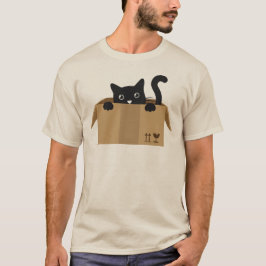 Camiseta Gato numa caixa design de animais de raça branca
