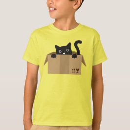 Camiseta Gato numa caixa design de animais de raça branca