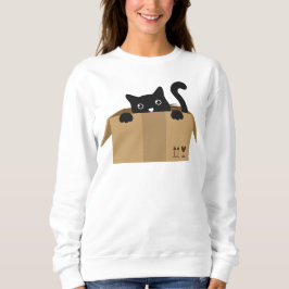 Camiseta Gato numa caixa design de animais de raça branca