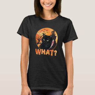 Camiseta Gato O Que Preto Assassinato Gato Com Faca Hallowe
