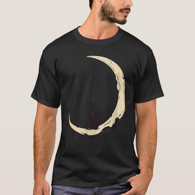 Camiseta Gato Observando Estrelas Crescente Lua Estrela Obs (Frente)