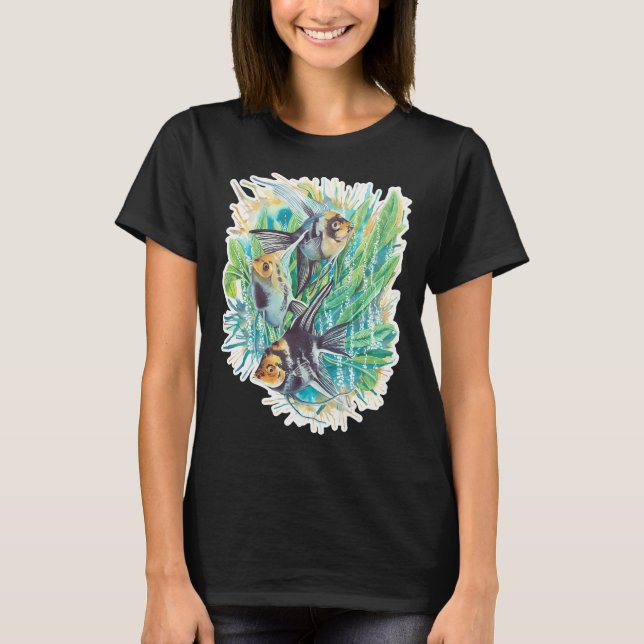 Camiseta Gato Observando Peixes (Frente)