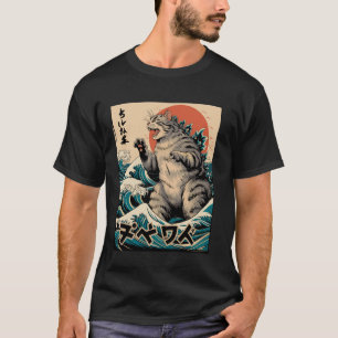 Camiseta Gato Onda Japonesa Ukiyo-e ちルね羊 ヰべダ