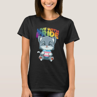 Camiseta Gato Orgulho Transgênero Fofo Coração Transgênero