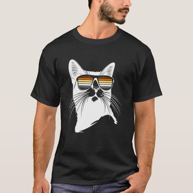 Camiseta Gato Orgulho Urso Legal com Óculos de Sol Visual E (Frente)