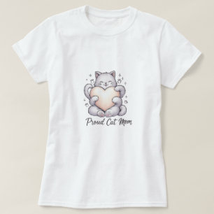 Camiseta Gato Orgulhoso Mãe Cabeça Abraçada Camisa-T