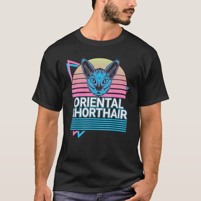 Camiseta Gato Oriental de Pelo Curto Retro (Frente)