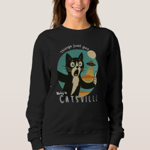 Camiseta Gato OVNI Alien Paranormal selfie engraçado